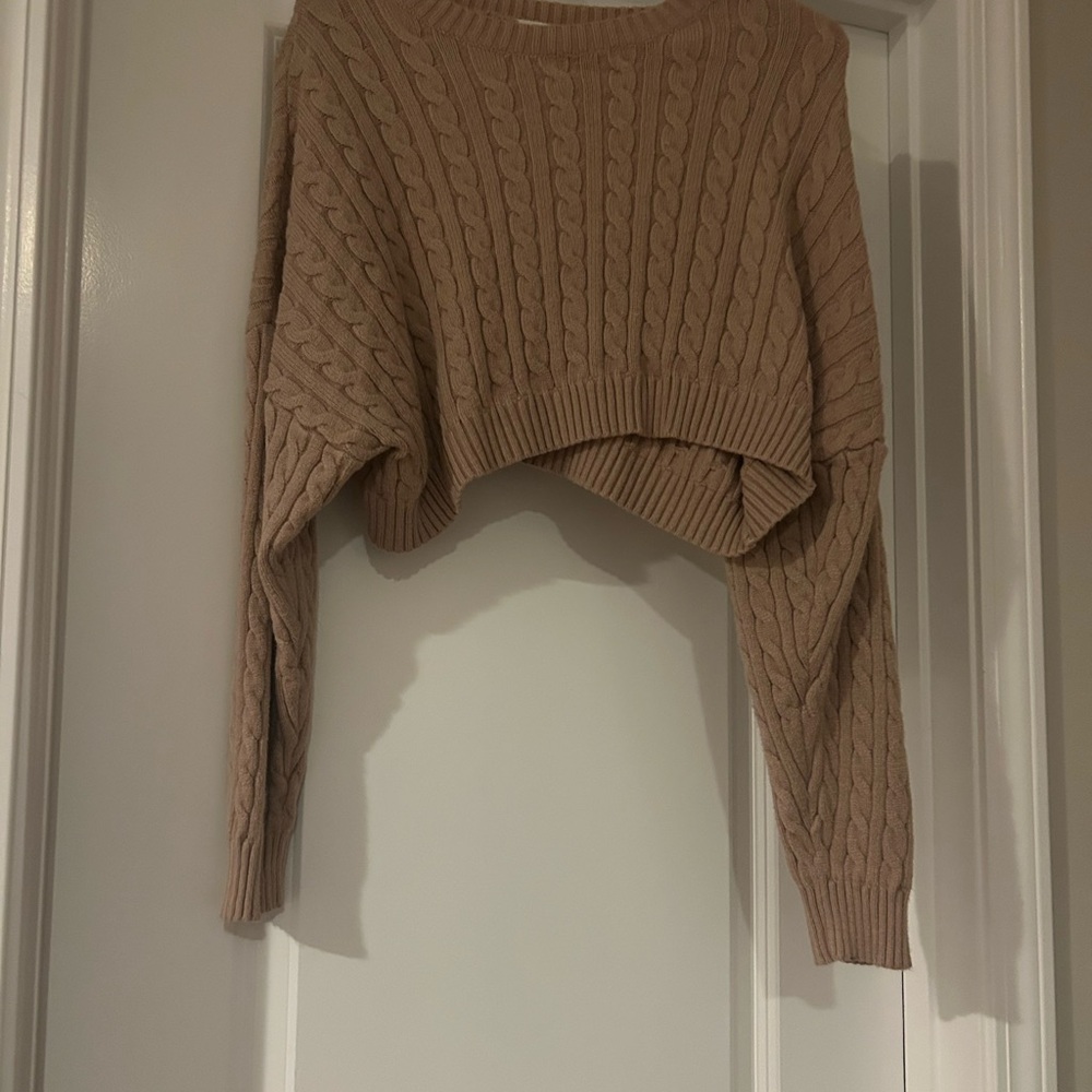 Altar'd State Cable Knit Sweater - Brown